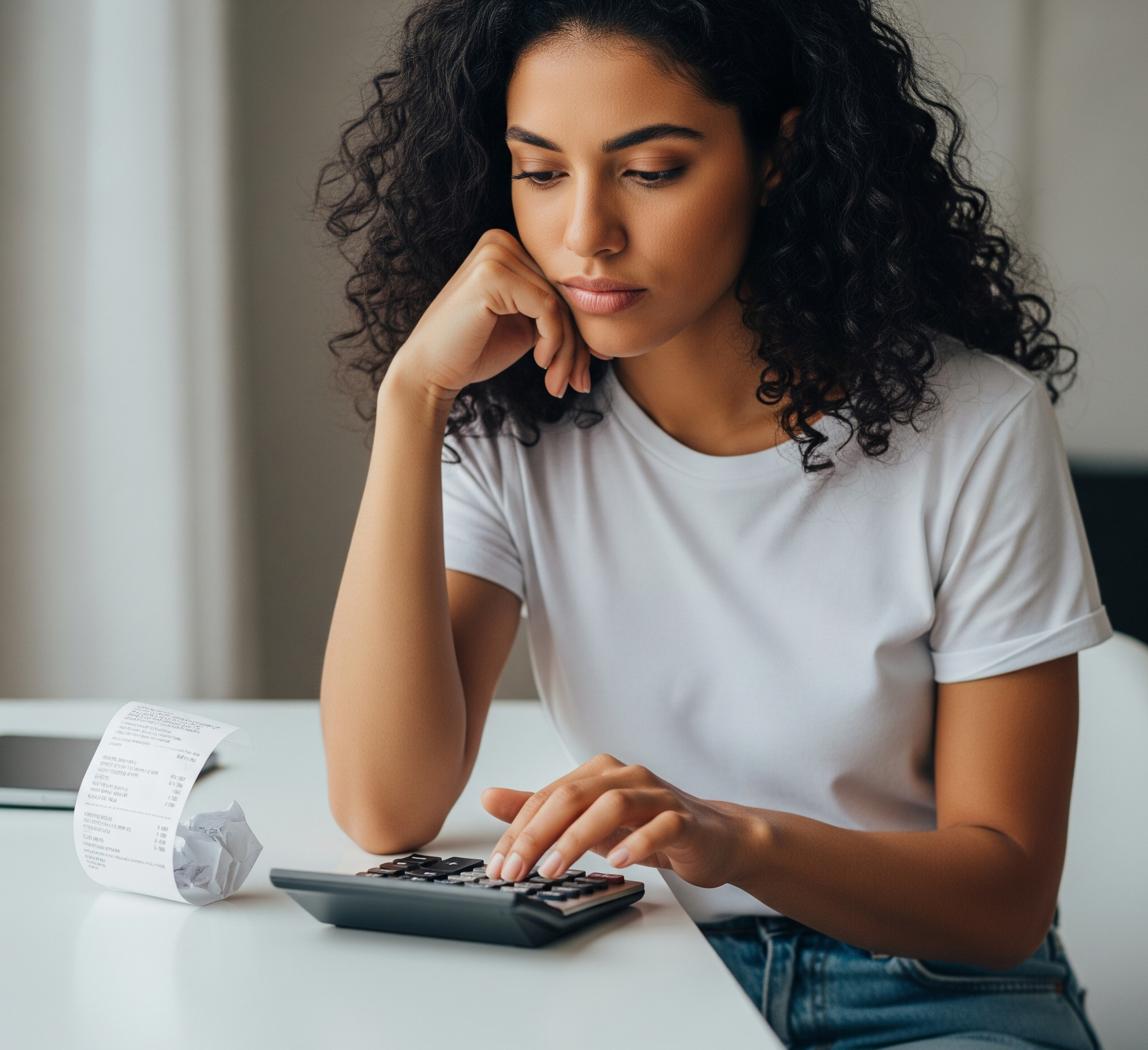 부가세에 대해 고민하는 여인