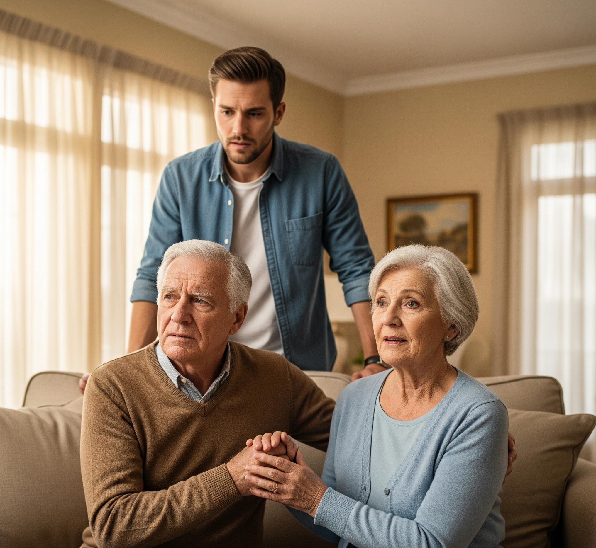 근심하는 노인들