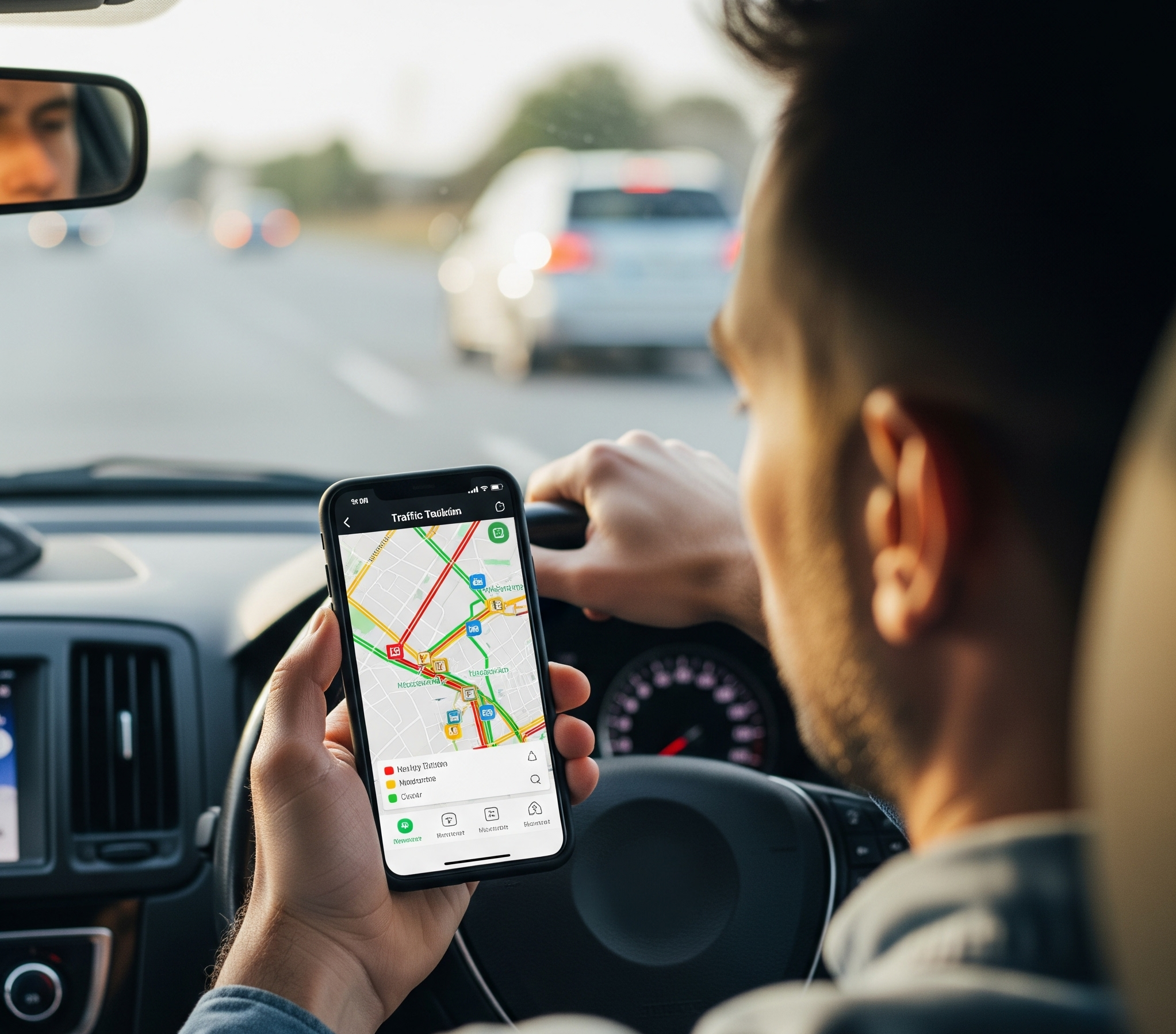 스마트폰으로 지도 보는 남자