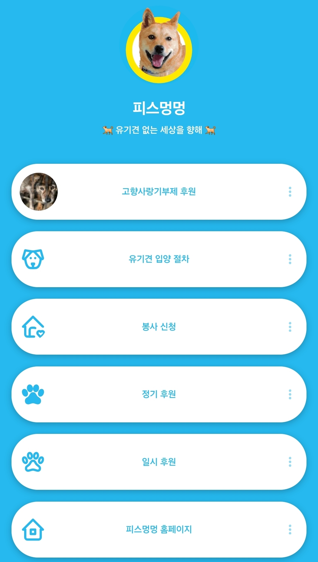 유기견 봉사활동 광주 유기견 보호 센터 피스멍멍