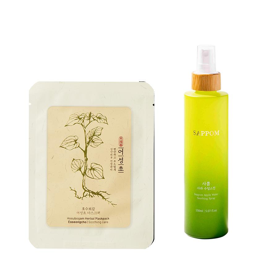 사뽐 사과 스킨세트(스킨 150ml+스킨 30ml+어성초 마스크팩 2개)