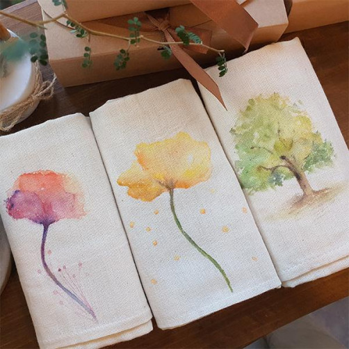 수제 국산강화소창 그림행주 3종 세트