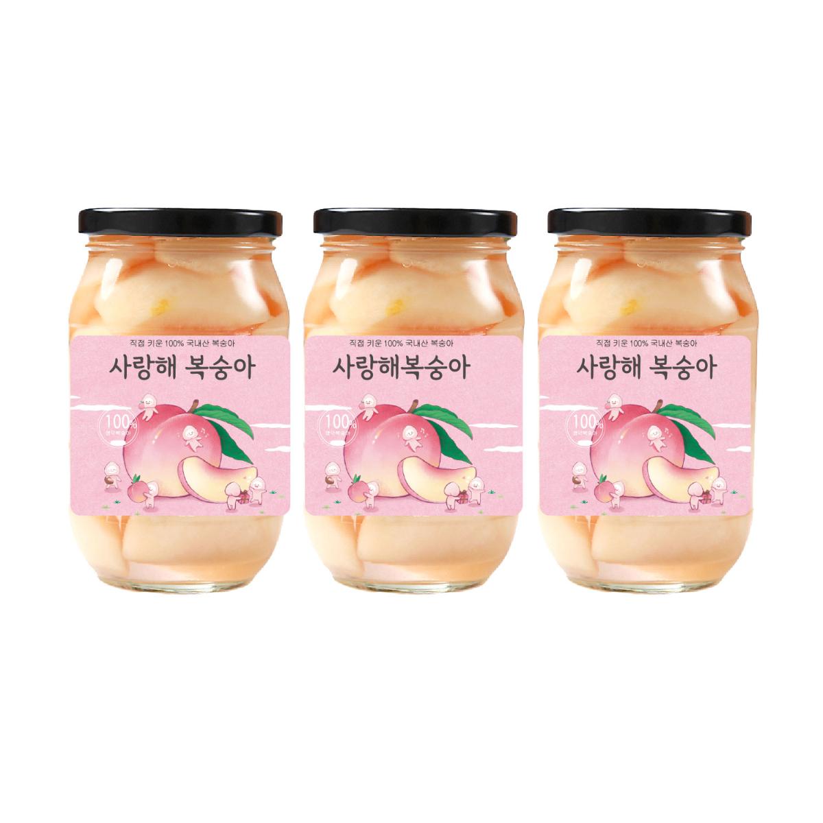 경북 영덕 직접 키운 복숭아 수제병조림 3병