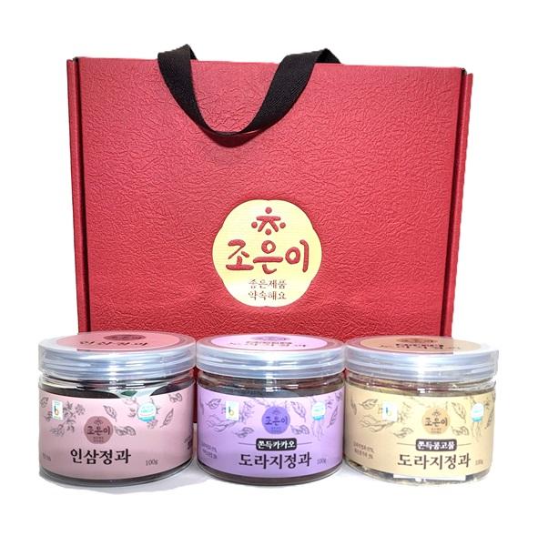 쫀득 한입정과 300g(인삼, 콩고물도라지, 카카오도라지 각 100g)