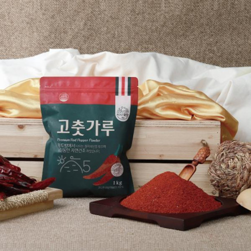  전남 해남  황토방 5일동안 자연건조 고춧가루 1kg(500g*2봉)