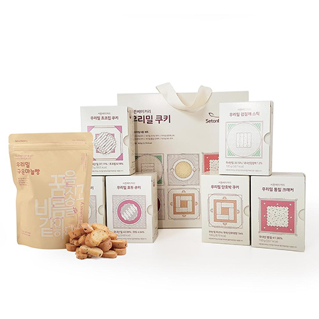 국산밀 100% 쿠키세트 670g(쿠키 100g*6종+마늘빵 70g)