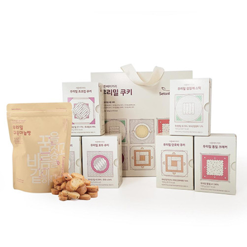 국산밀 100% 쿠키세트 670g(쿠키 100g*6종+마늘빵 70g)