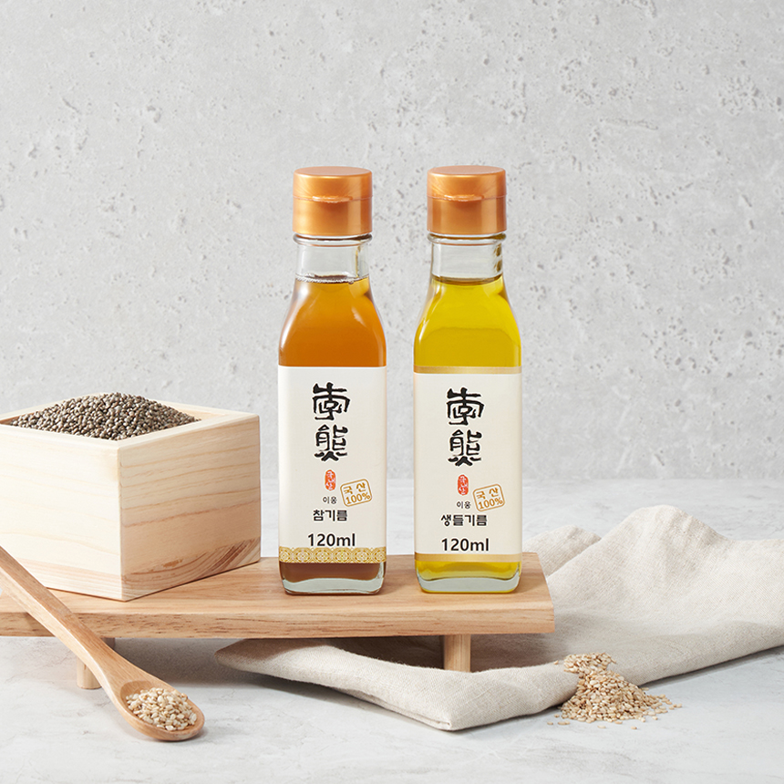 저온압착 비건인증 이웅 참기름 120ml+생들기름 120ml