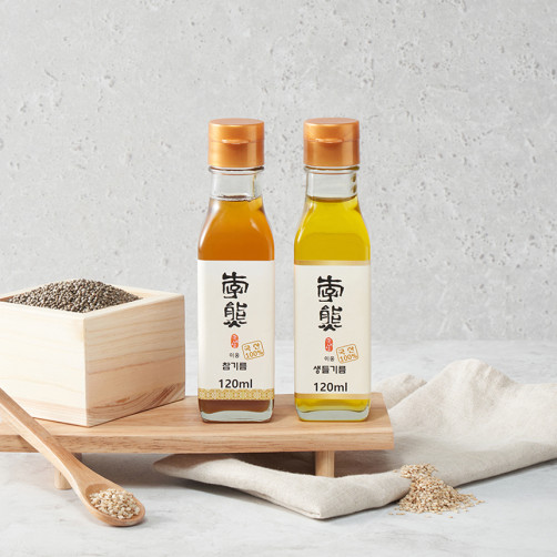 저온압착 비건인증 이웅 참기름 120ml+생들기름 120ml