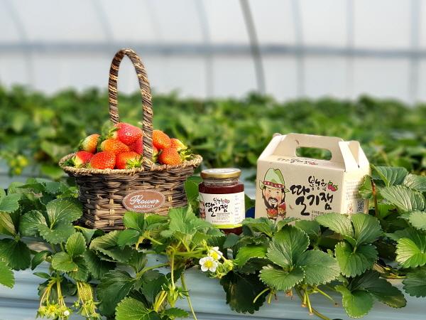 명인딸기 선물세트(딸기 크리스피롤 2봉+딸기잼 600g*2개)