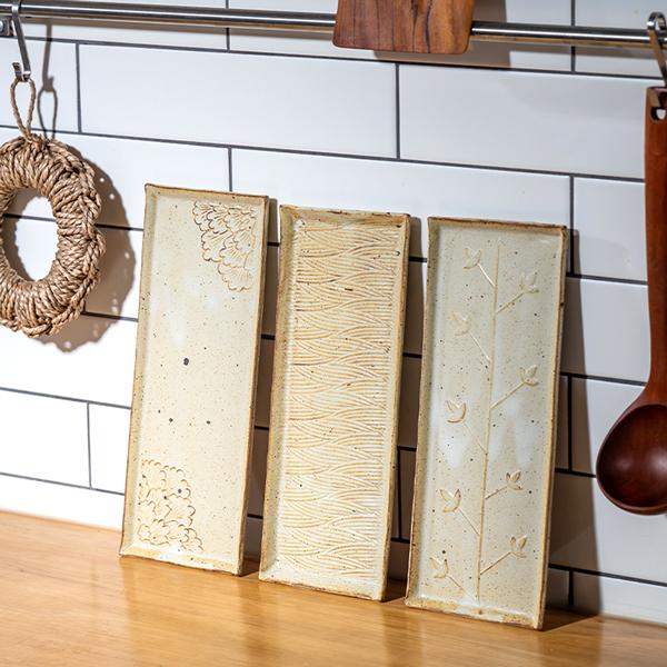 봉강요 긴사각 도자기 접시 1개	