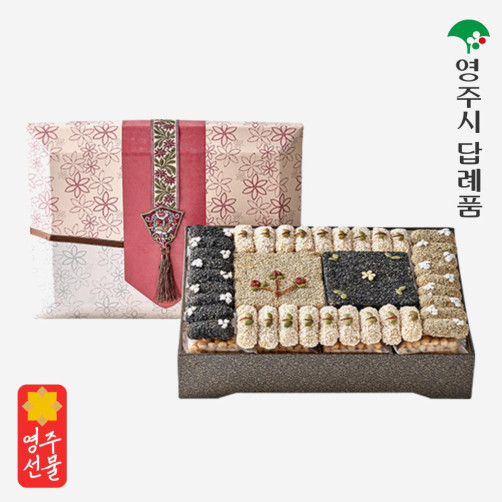 한과 유과 선비촌 꽃 세트(일반유과 24개+사과강정 8개+오란다 8개)