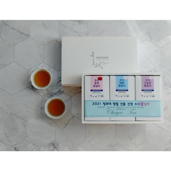 청와대 설선물 초의꽃잎차 3종 세트 51개(동백꽃차, 매화꽃차, 구절초꽃차 각 17개)