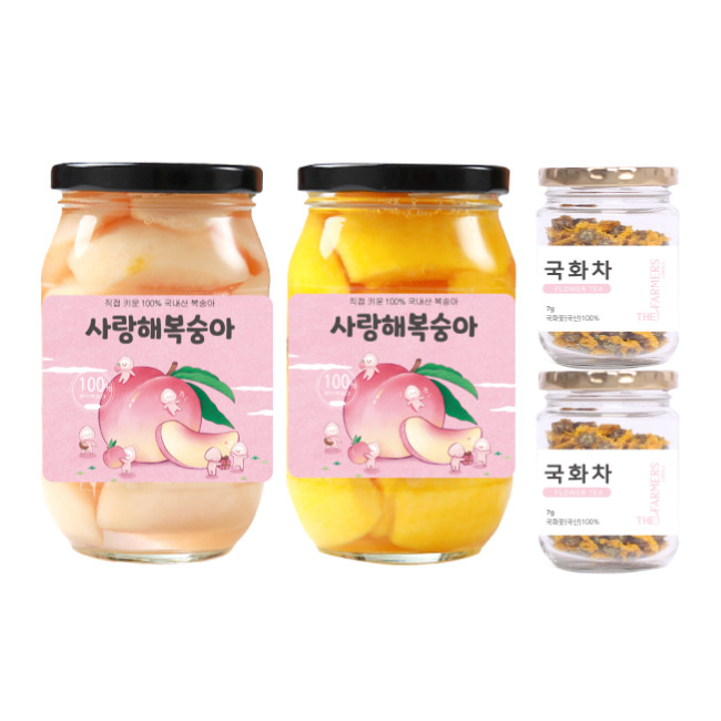 영덕 복숭아조림 세트 994g(복숭아조림 490g*2병+국화차 7g*2병)