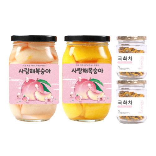 영덕 복숭아조림 세트 994g(복숭아조림 490g*2병+국화차 7g*2병) 영덕 복숭아조림 세트 994g(복숭아조림 490g*2병+국화차 7g*2병)