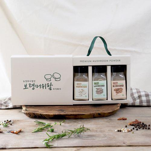 천연조미료 3종 버섯분말 6개(느타리버섯 분말, 양송이버섯 분말, 표고버섯 분말 각 2개)