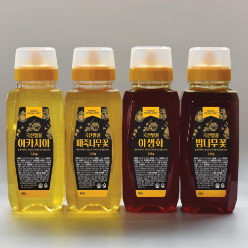 100% 국내산 벌꿀 선물세트 1.2kg(아카시아, 밤꿀, 때죽꿀, 야생화꿀 중 택1)