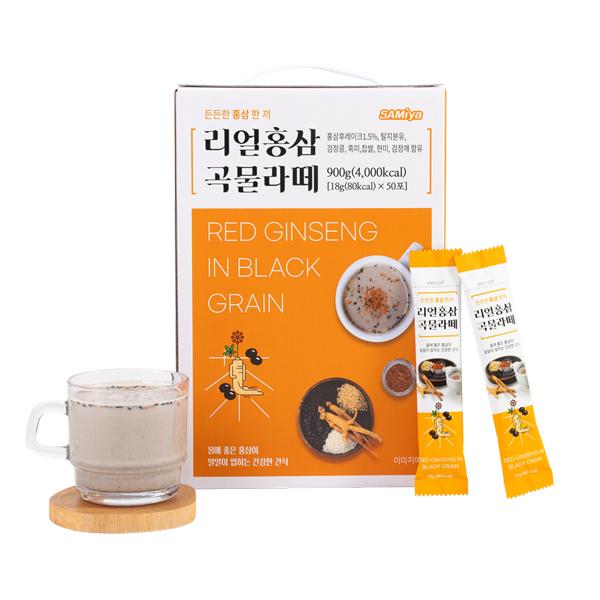 리얼홍삼 곡물라떼 홍삼후레이크 900g(18g*50포)+디저트홍삼 200g(20g*10포)