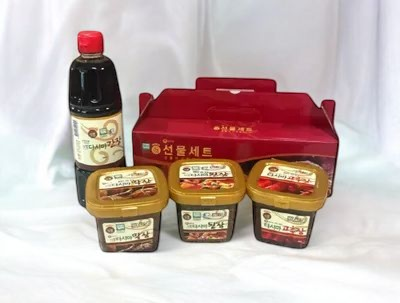 다시마 장식품 세트(막장 400g+된장 400g+고추장 400g+간장 900ml)