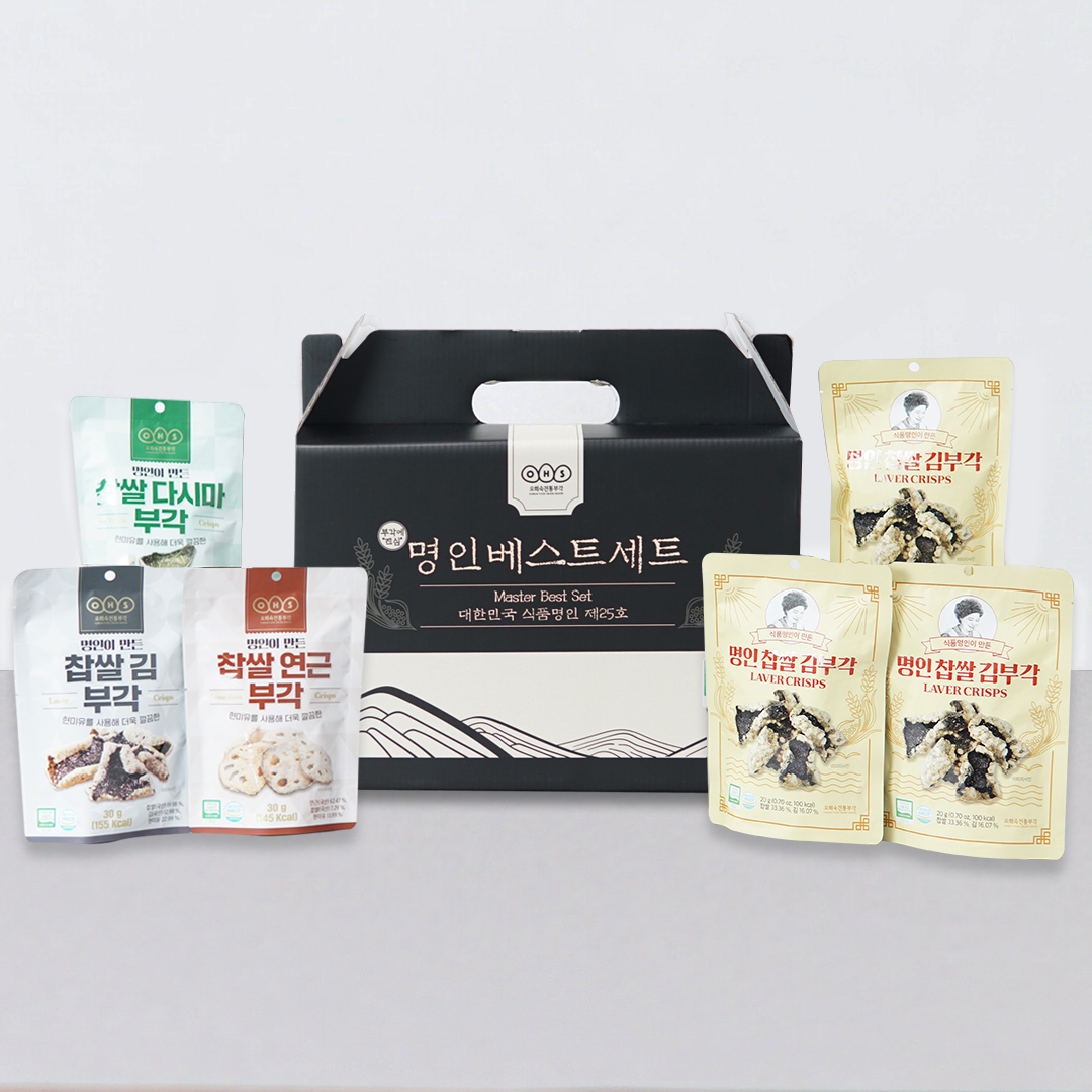 오희숙 명인부각 선물세트 6봉(찹쌀 김, 다시마, 연근 부각 각 1봉+명인 김부각 3봉)