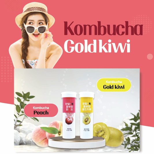 한알톡 콤부차(골드키위/피치) 3통(10정x1통)
