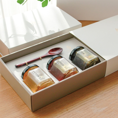 자연 벌꿀 3종 선물세트 540g(아카시아꿀+야생화꿀+밤꿀 각 180g)