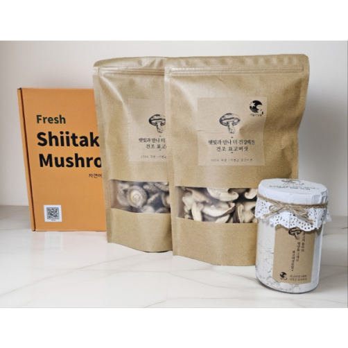 건표고버섯, 표고분말 선물 3종세트 350g(슬라이스100g+통150g+분말100g)