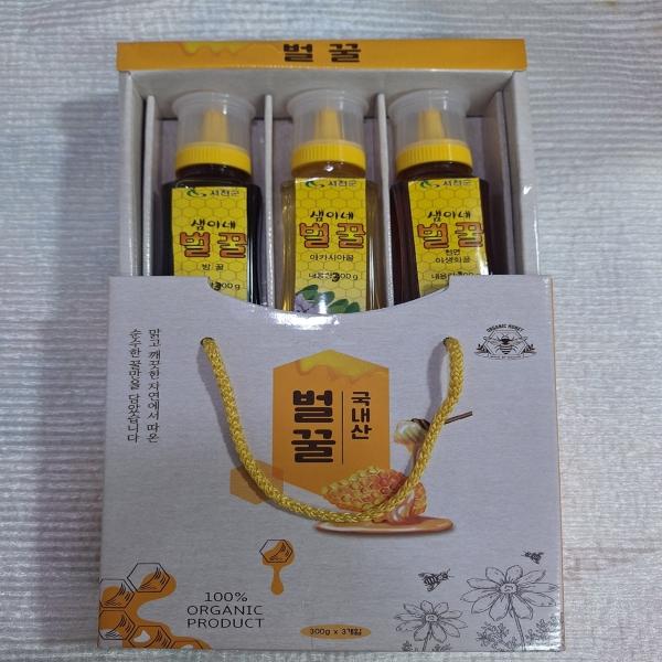 샘이네벌꿀 튜브형 900g(아카시아꽃꿀, 야생화꿀, 밤꽃꿀 각 300g)