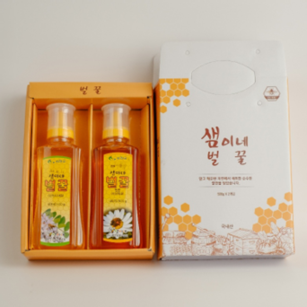 샘이네벌꿀 튜브형 500g*2개(아카시아꿀, 야생화꿀, 밤꽃꿀 중 택1)