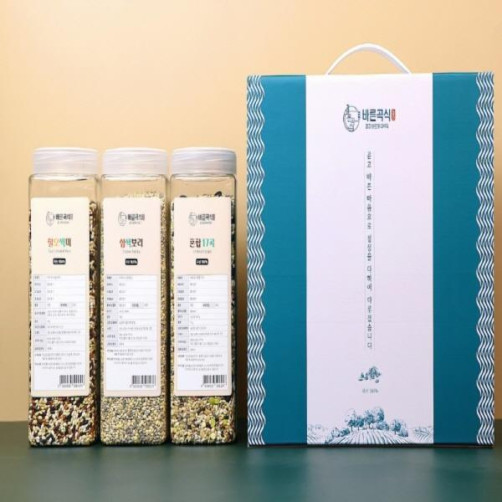 바른곡식 잡곡 선물세트 3kg(찰오색미, 혼합 17곡, 삼색보리 각 1kg)