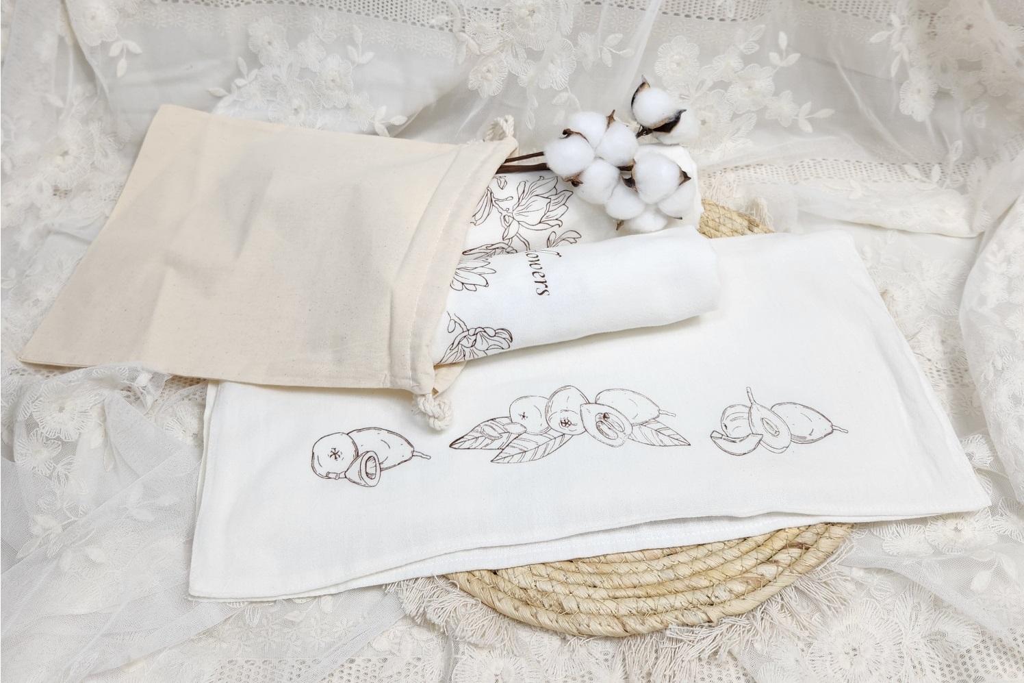 목포 소창 수건세트(무지소창 5장+면주머니)