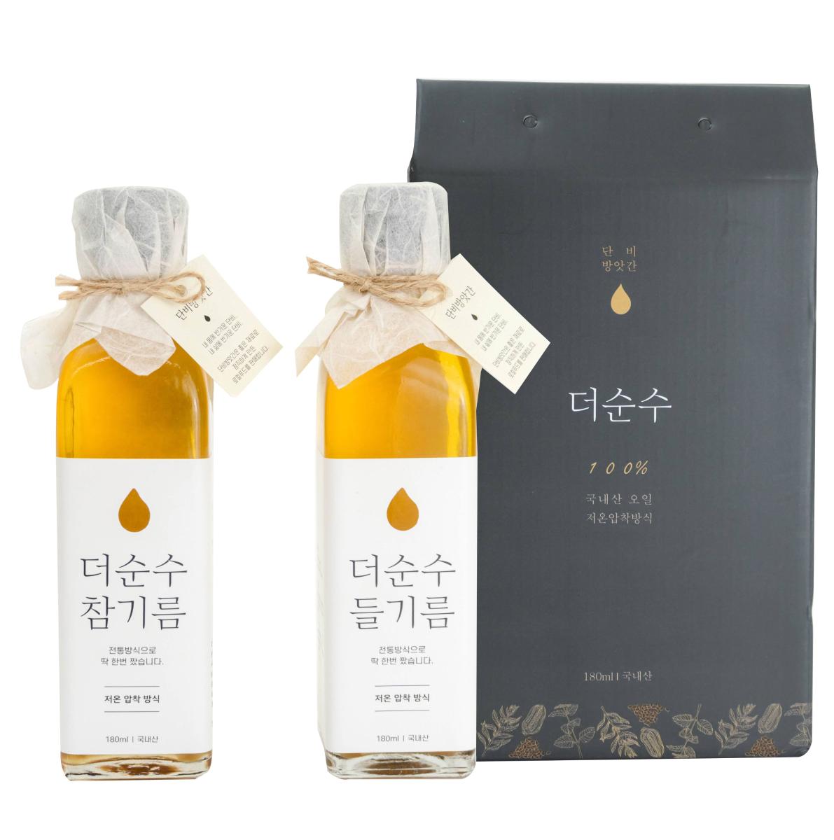 더순수 기름 2종 세트 360ml(들기름 180ml+생들기름 180ml)