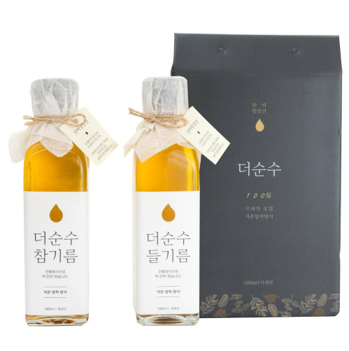 더순수 기름 2종 세트 360ml(들기름 180ml+생들기름 180ml)