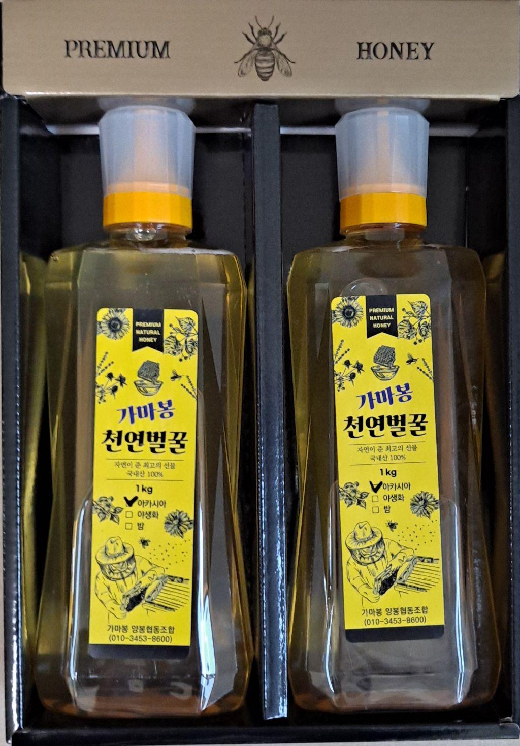 국내산 100% 가마봉 천연벌꿀 제3호 2kg(아카시아 1kg*2병)