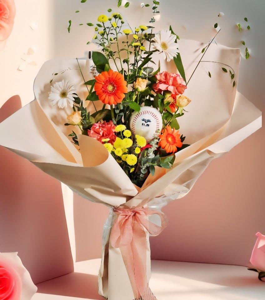 야구공 생화꽃다발