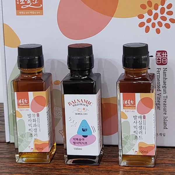 발사믹 3종세트(약복숭아, 무화과, 매실 발사믹 식초 각 100ml)