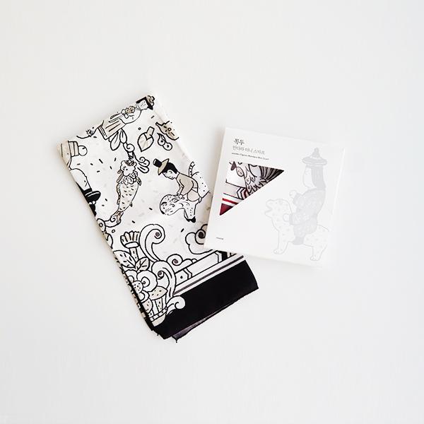 작은 수호신 꼭두 스카프 2세트(52cm*52cm)