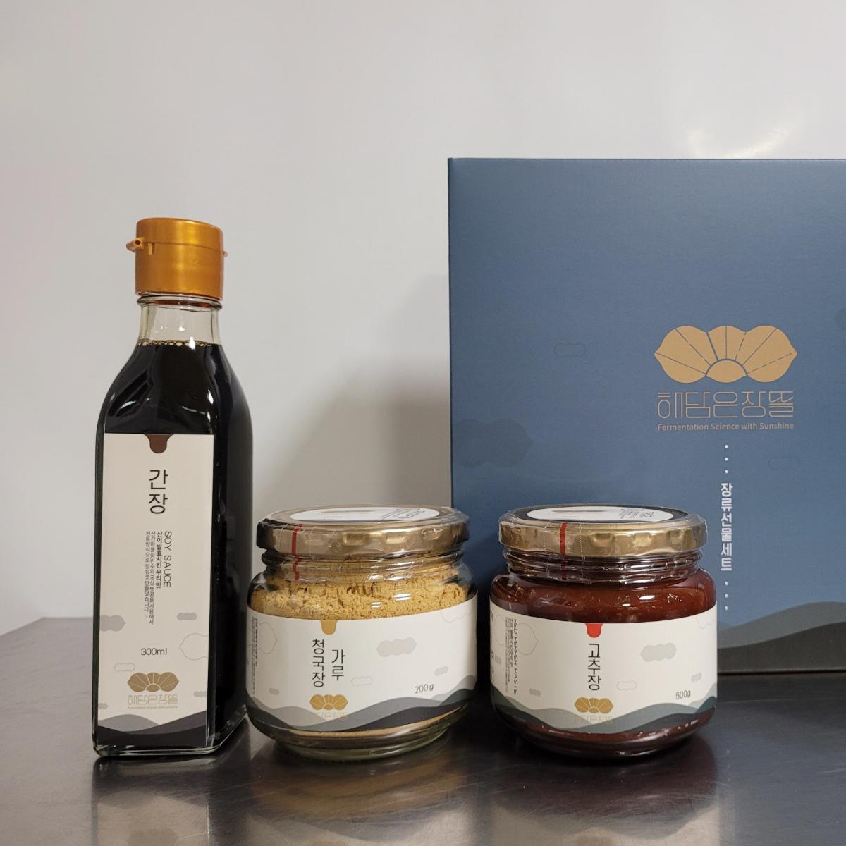 해담은장뜰 전통장 세트1.3kg(고추장 0.5kg+된장 0.5kg+간장0.3kg)