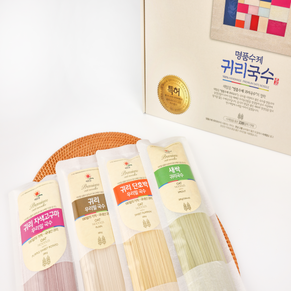 해맑음 귀리 국수 4종 세트 800g(4종 각 200g*1봉+리얼유자주스 90ml*3팩)