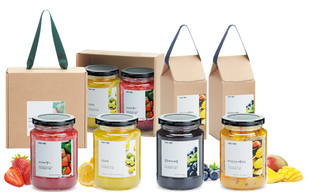 100% 핸드메이드 수제청 3종세트 1.5kg(라즈베리, 블루베리, 레몬 각 0.5kg)