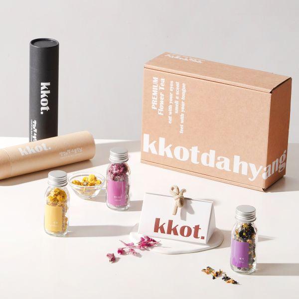 꽃차 3종과 다구세트 105ml(국화, 팬지, 맨드라미 각 35ml)