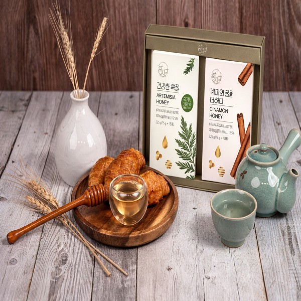 스틱꿀 450g(건강한 쑥꿀 15g*15포+계피와 꿀을 더하다 15g*15포)