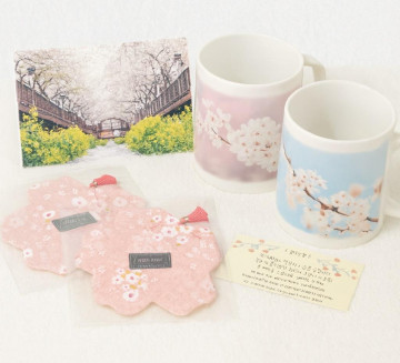 봄벚꽃 리빙세트(머그컵 2개+티매트 2개+엽서)