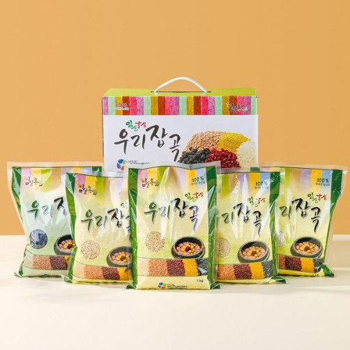 임실홍실 잡곡꾸러미 5kg(일반미, 찹쌀, 찰현미, 찰흑미, 속청태 각 1kg)
